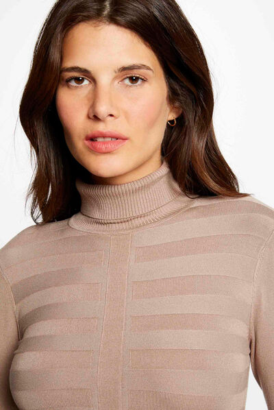 Long-sleeved jumper turtleneck medium brown ladies'