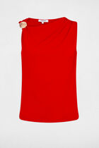 Draped cowl neck t-shirt red women