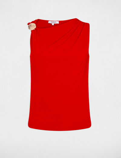 Draped cowl neck t-shirt red women