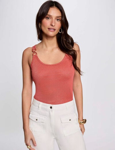 Sleeveless vest top dark orange women