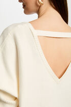 Jumper round neck open back ivory women