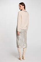Jumper neck jewelled details beige women
