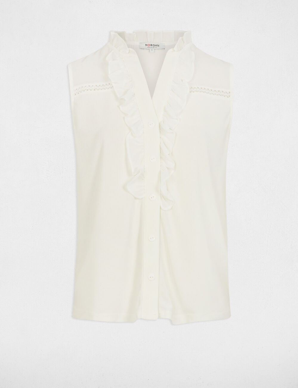Sleeveless vest top ecru women