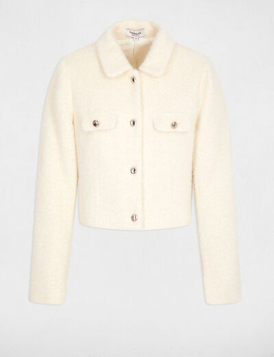 Cropped fitted jacket ivory women