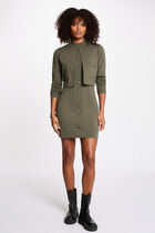 Robe courte effet 2-en-1 vert kaki femme