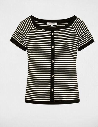Striped Bardot t-shirt white women