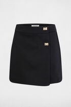 High-waisted skirt shorts black women