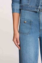 Wide-leg high-waisted jeans denim stone women