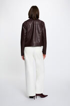 Fitted faux leather jacket bordeaux women