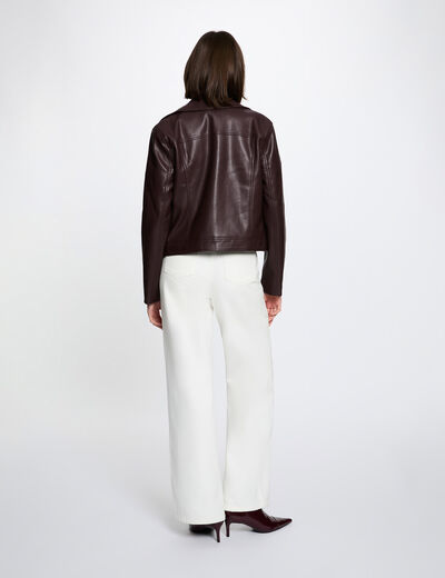 Fitted faux leather jacket bordeaux women