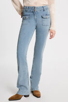 High-waisted bootcut jeans bleach denim women