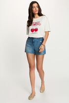 Printed t-shirt with round neck white women