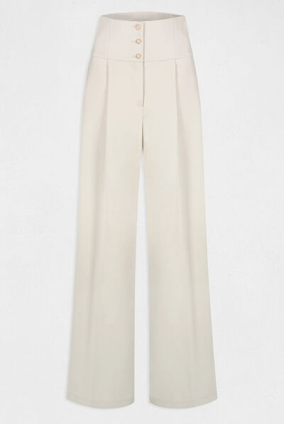 High-waisted wide leg city trousers ivory ladies'