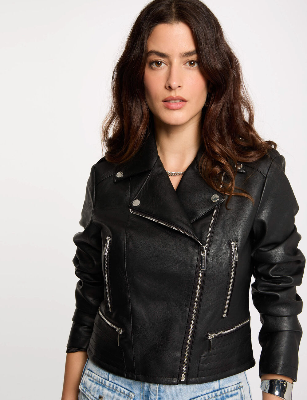 Straight jacket notched lapel collar black women
