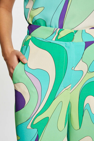 Loose wide leg trousers abstract print multico ladies'