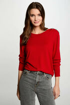Jumper boat neck with buttons red women
