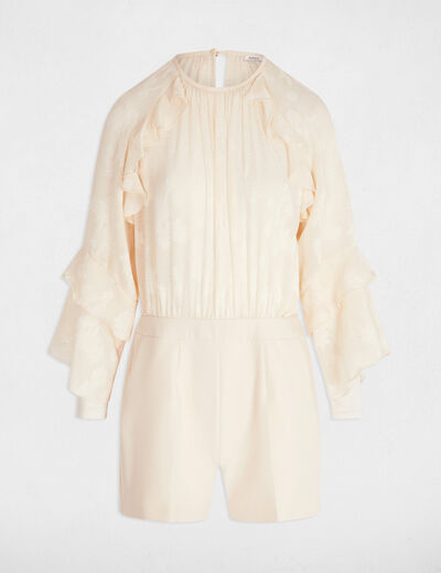 Playsuit with ruffles cream women