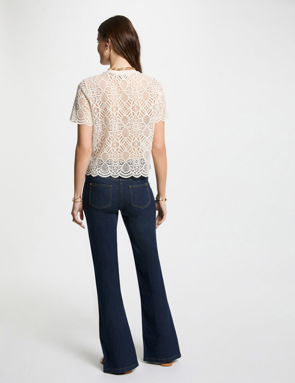 Bootcut jeans with slits raw denim women