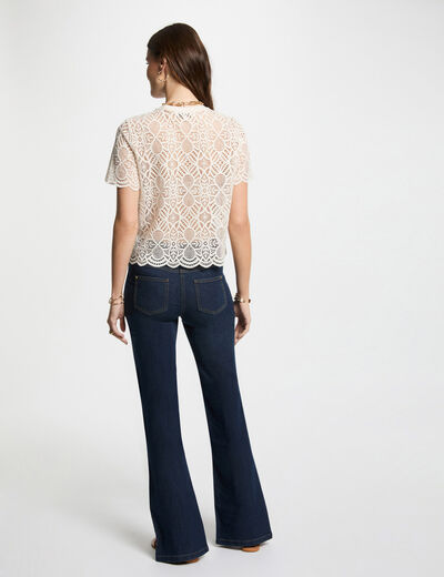 Bootcut jeans with slits raw denim women
