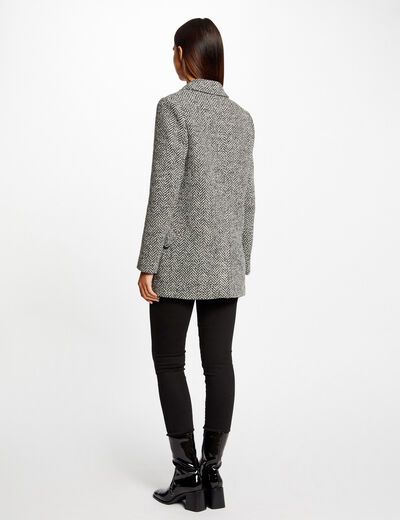Straight buttoned coat chevron print mid-grey ladies'