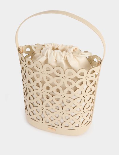 Cut-out bucket bag white women