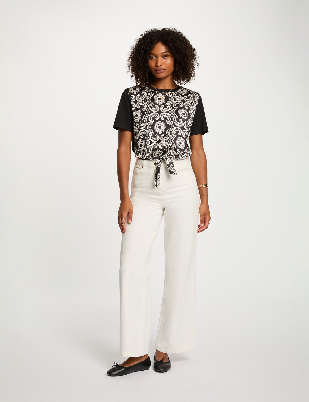 Cropped printed t-shirt white women