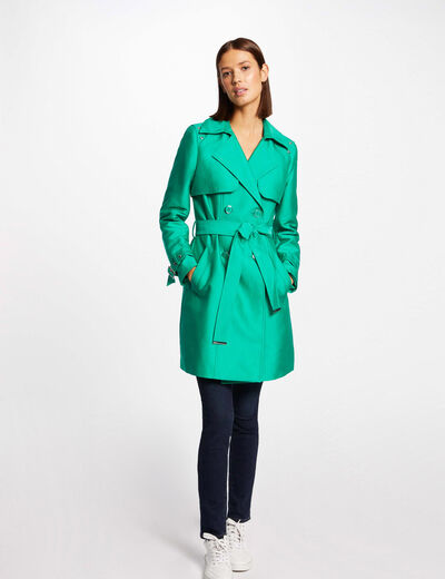 Straight belted trenchcoat green ladies'