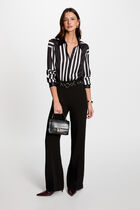 Striped long-sleeved shirt black women