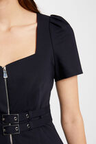 Zipped fitted short dress navy women