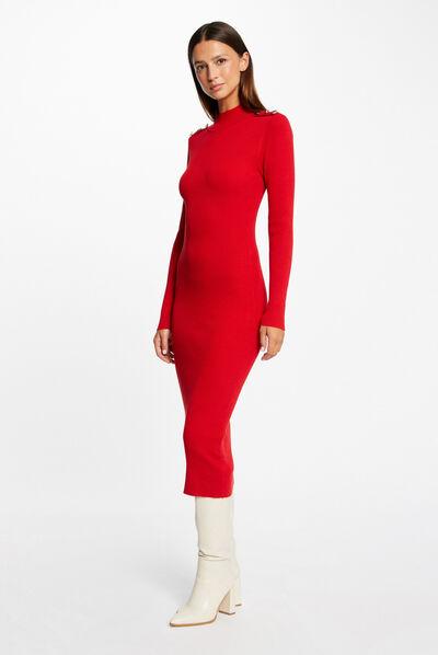 Fitted maxi jumper dress open back medium red ladies'