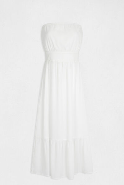 Maxi waisted dress bustier neckline ecru ladies'