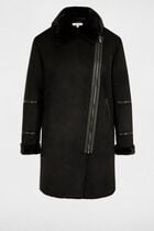 Long suede coat black women