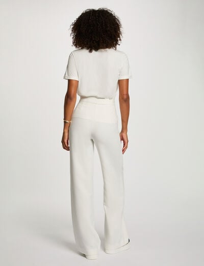 Wide leg trousers with buttons white women