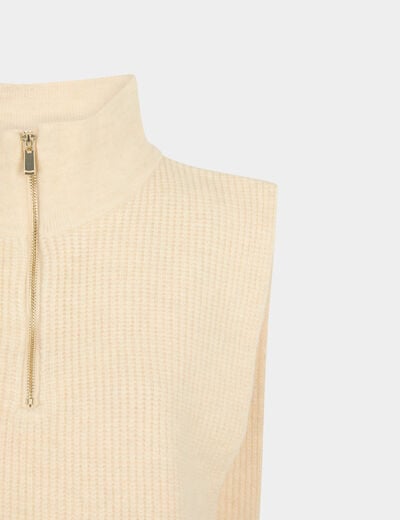 Zip-up poncho ivory women