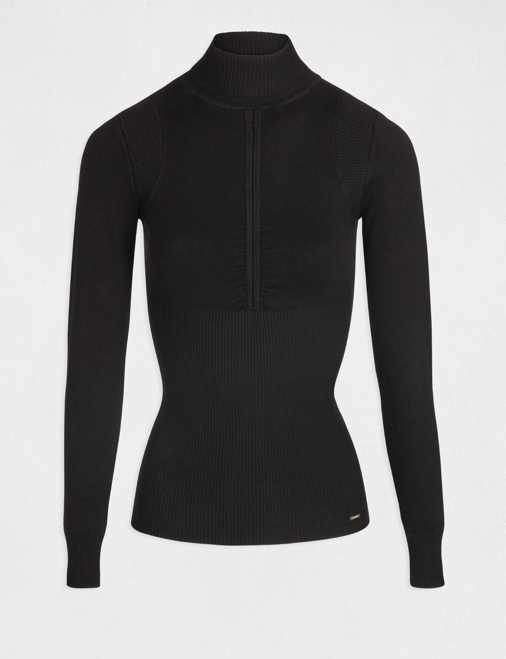 Long-sleeved jumper with pleated details black women