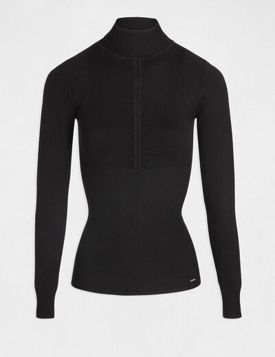 Long-sleeved jumper with pleated details black women