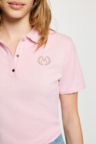 Light knit with a turn-down collar pink women