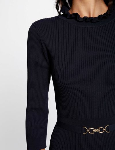 Fitted jumper dress with ornament navy ladies'