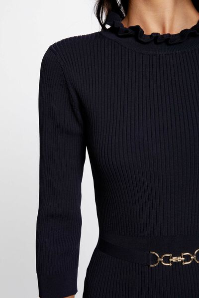 Fitted jumper dress with ornament navy ladies'