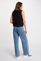 Sleeveless openwork cardigan navy blue women