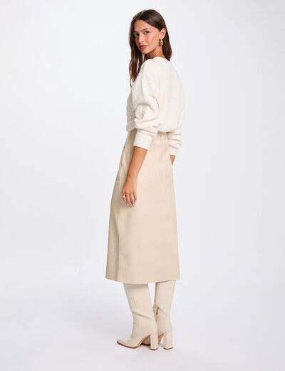 Fitted pencil skirt cream women