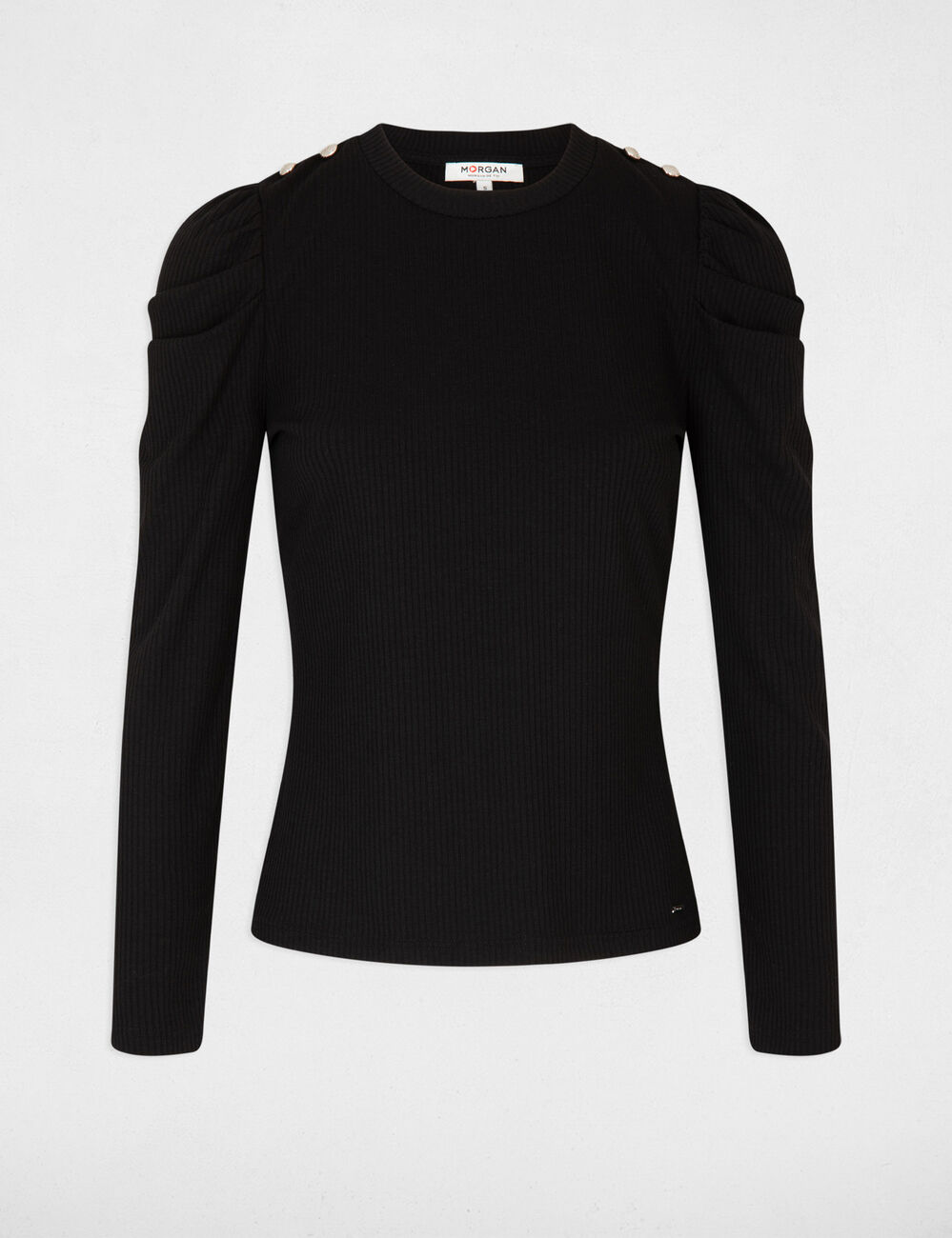 Ribbed long-sleeved t-shirt black women