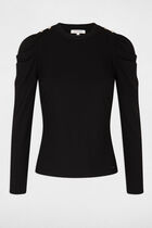 Ribbed long-sleeved t-shirt black women