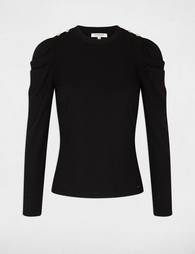 Ribbed long-sleeved t-shirt black women