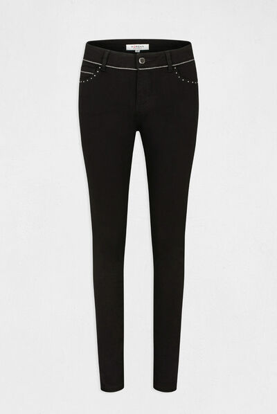 Standard waisted slim jeans with studs black ladies'