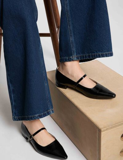 Patent ballet flats black women