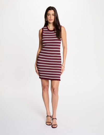 Sleeveless knitted dress bordeaux women