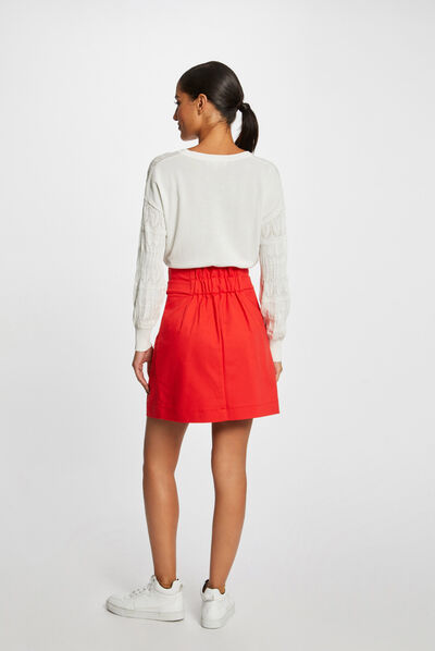 Buttoned high-waisted straight skirt red ladies'