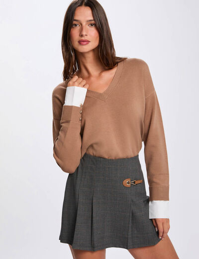 Jumper with V-neck brown women