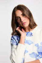 Floral print sweater sky blue women